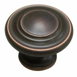 Set of 6 new in package oil rubbed bronze knobs Allen + Roth perilla round 1.32